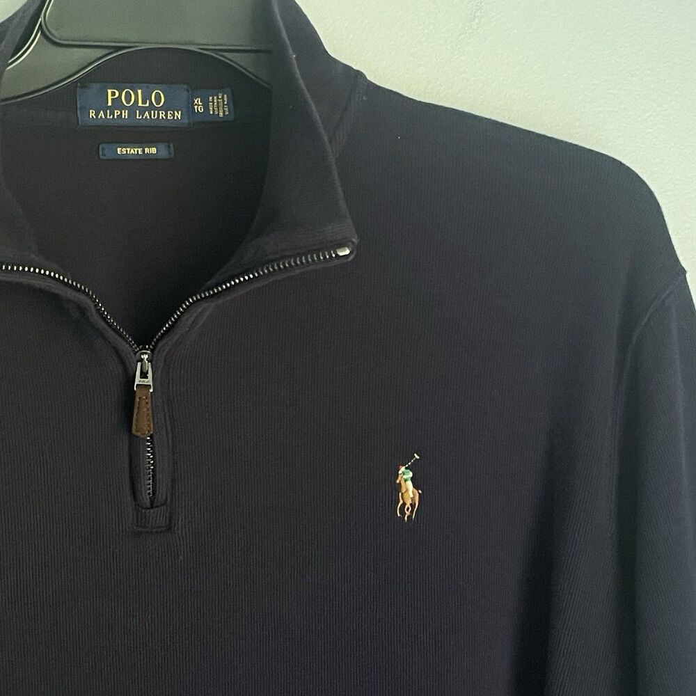 Polo Ralph Lauren Estate Rib Quarter Zip Sweater Men’s Size XL Navy Blue